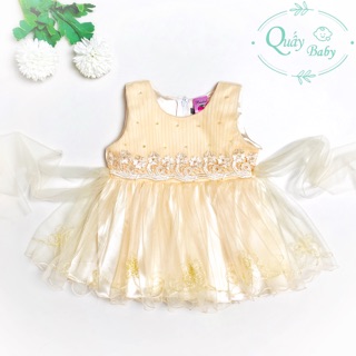 Đầm công chúa voan màu cam sữa cho bé gái