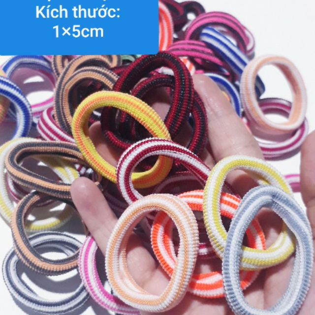 Sỉ túi 48 sợi thun cột tóc sọc màu(1×5cm)