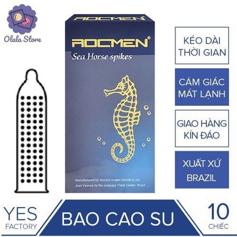 Bao Cao Su Rocmen Gân Gai - Kéo Dài Thời Gian - Mát Lạnh Bạc Hà - Hộp 10 Bcs