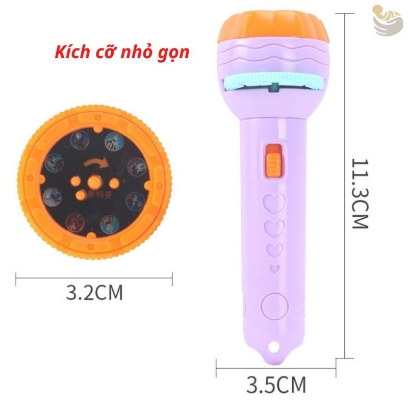 Đèn Pin Chiếu Hình Cho Bé 3D, Đèn Vẽ Thông Minh Có Nhiều Hình Động Vật Đáng