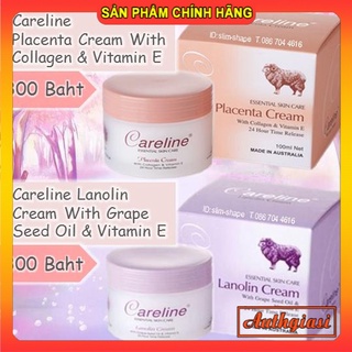 Kem dưỡng Careline Placenta Cream nhau thai cừu cam và Lanolin Cream mỡ cừu tím Úc 100ml