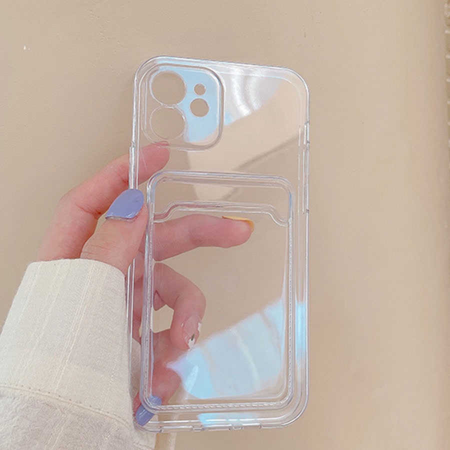 Silicone Ốp Điện Thoại Silicon Trong Suốt Chống Sốc Có Ngăn Đựng Thẻ Cho iphone 13 12 11 14 15 pro max / 15 plus 13 12 mini x xs max xr