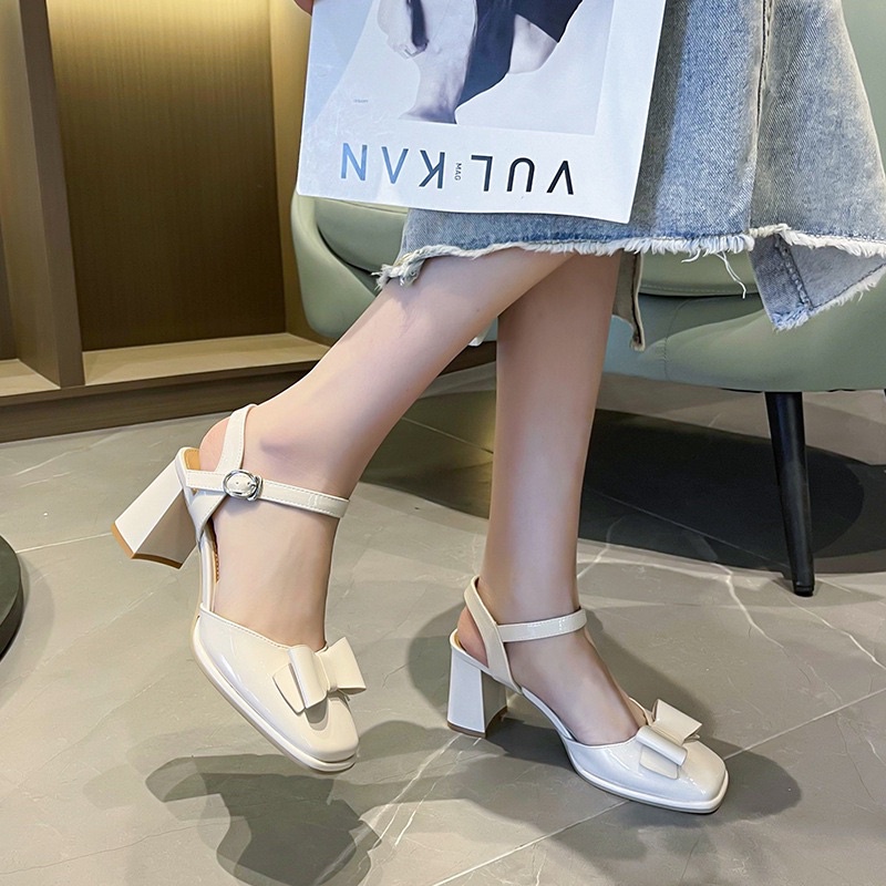 Order _ Giày cao gót mũi vuông đế trụ nữ 2 màu siêu xinh