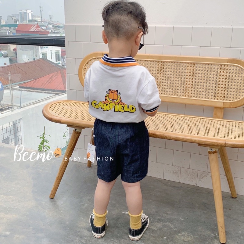 Bộ cotton cộc tay mèo bé trai-MS91