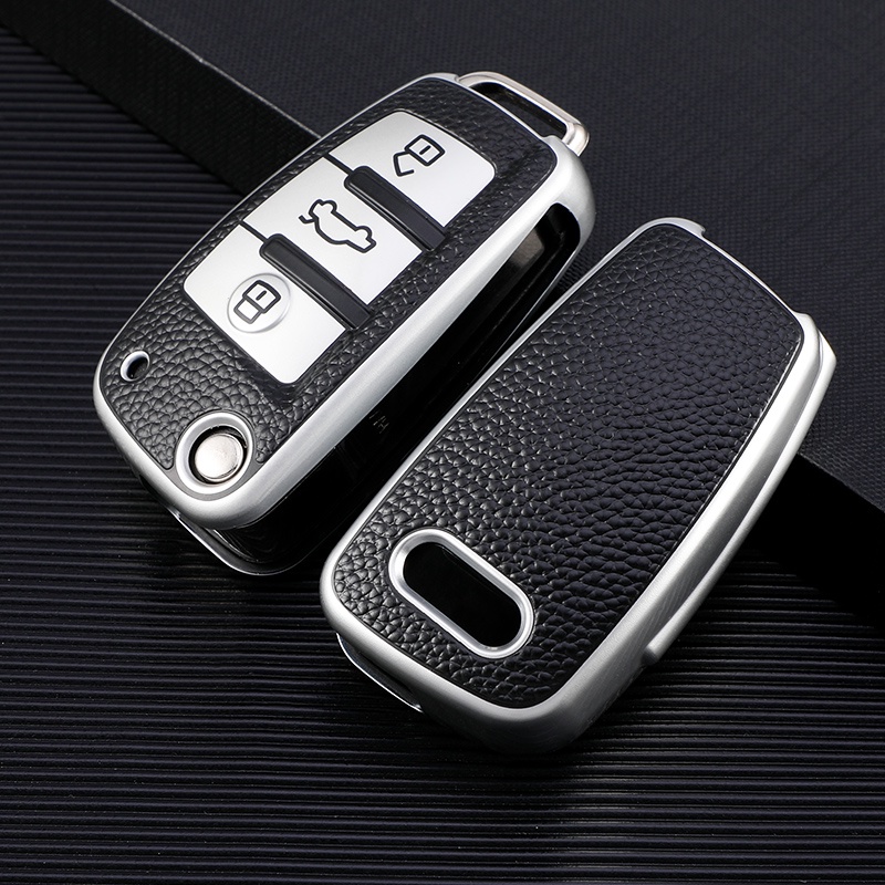 Bao Da TPU + Da 3 Nút Bảo Vệ Chìa Khóa Xe Hơi Audi C6 R8 A1 A3 Q3 A4 A5 Q5 A6 A7 S6 B6 B7 B8 8P 8V 8L TT RS Sline