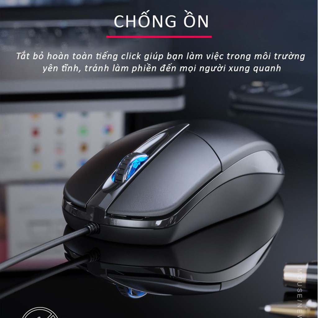 Chuột có dây Inphic PB20P click không tiếng động - Hàng nhập khẩu