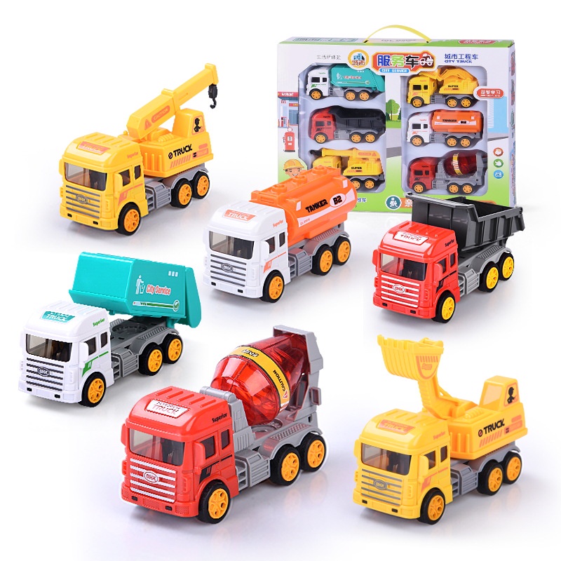 Đồ chơi bộ 6 xe công trình xây dựng 💝Freeship💝Xe chạy đà giúp bé tập làm quen với phương tiện giao thông