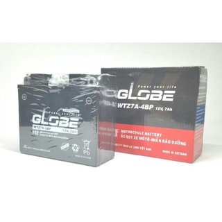 Bình Ắc Quy cho xe Nouvo 2 Globe (WTZ7A-4BP) 12V,7Ah