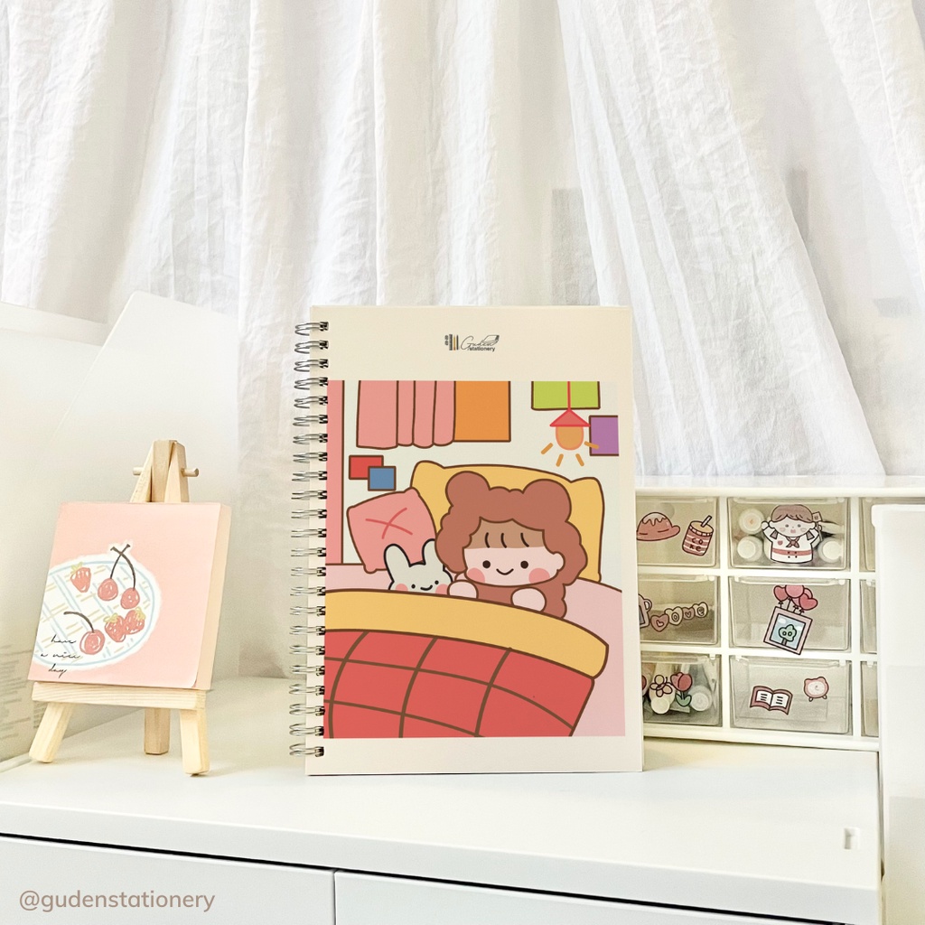 Sổ tay cỡ A5 em bé và chú thỏ dễ thương ver2 120 trang_Guden Stationery