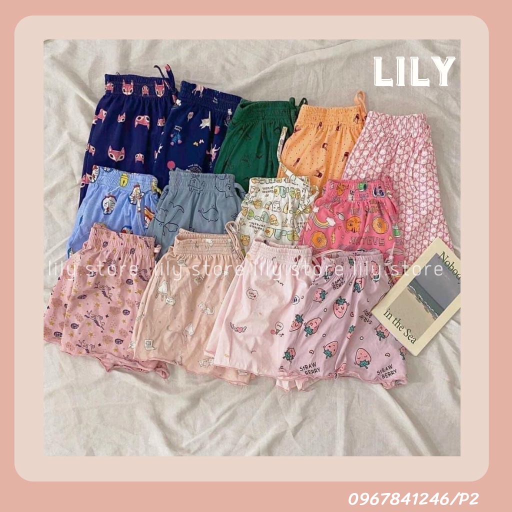 Quần đùi nữ mặc nhà, Quần short nữ ngủ chất cotton thái mềm mịn co giãn thoải mái màu xinh P2 LILY