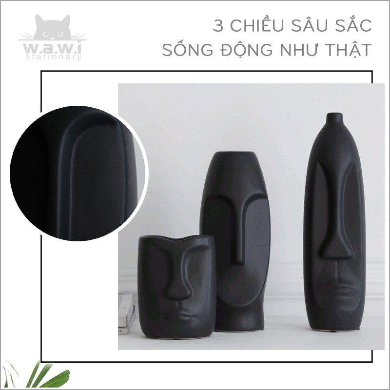 Bình hoa gốm cách điệu khuôn mặt trang trí Phong cách nghệ thuật