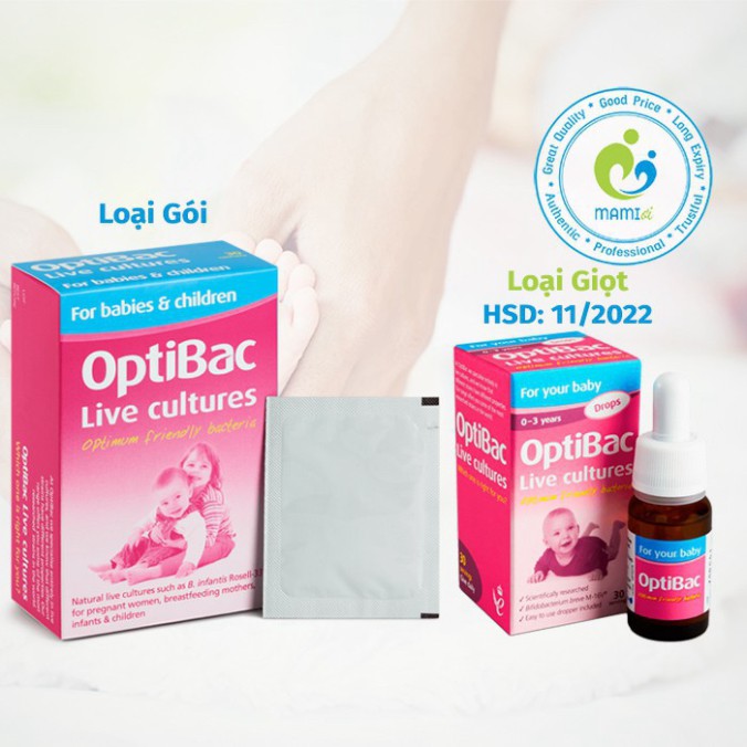 Men vi sinh (30 gói/Giọt 10ml) tăng cường sức khỏe đường ruột cho trẻ nhỏ Optibac Probiotics For Baby & Children, UK