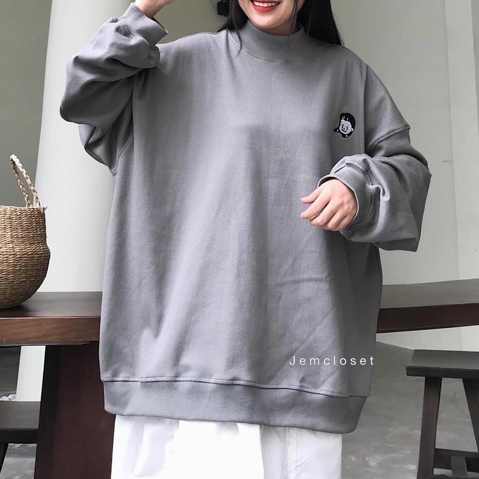 Áo sweater nỉ CÔ GÁI phom to dáng suông tay bo chất nỉ ngoại giá siêu rẻ A13 | BigBuy360 - bigbuy360.vn