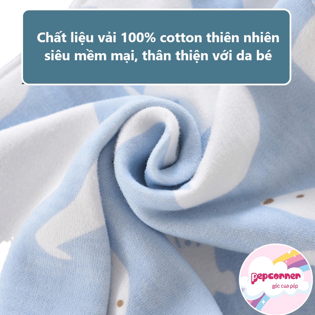 Set 5 khăn yếm HEERTE siêu mềm mịn khăn tam giác giữ ấm chất liệu cotton thiên nhiên với 2 nấc nút bấm điều chỉnh cho bé