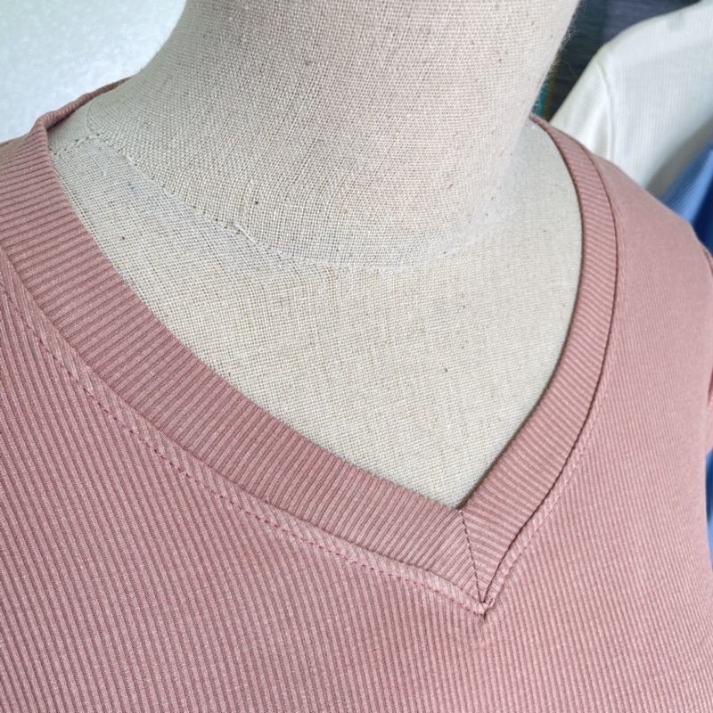 Áo Thun cổ tim chất tăm lạnh co dãn 4 chiều, cổ tay gấp tạo kiểu 2 dây rút bên sườn - thoyeufashion M01