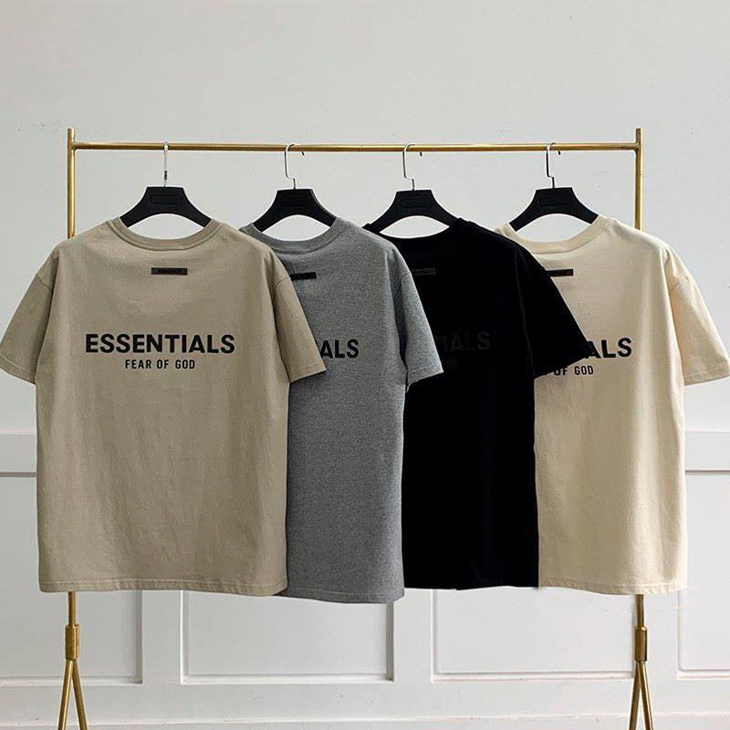 Áo thun cotton chữ in nổi Essentials fear of god tag cao su , áo T Shirt tay lỡ nam nữ unisex over size , Cocmer_vn