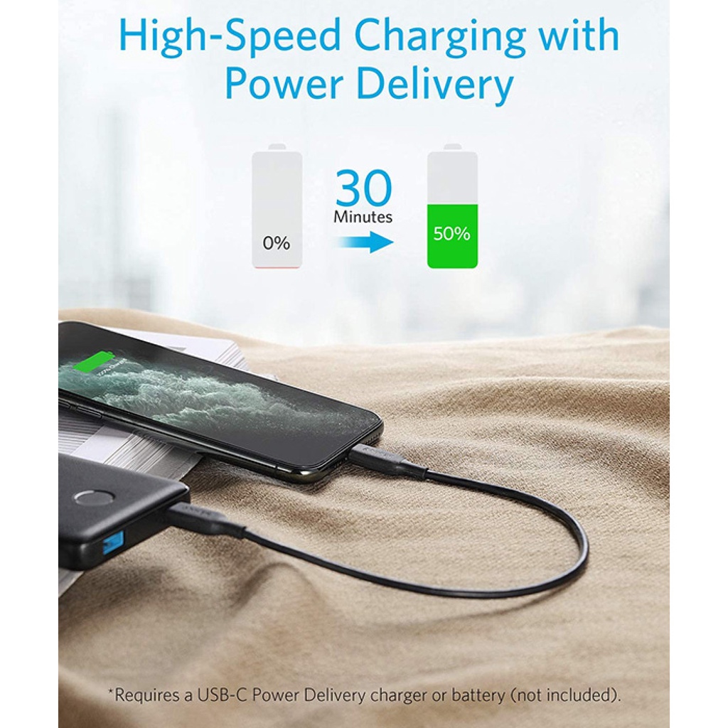 Cáp sạc nhanh Anker PowerLine III USB-C to L 1FT/0.3M A8831 - TIỆN DỤNG, CHUYÊN DỤNG CHO SẠC DỰ PHÒNG, HÀNG US