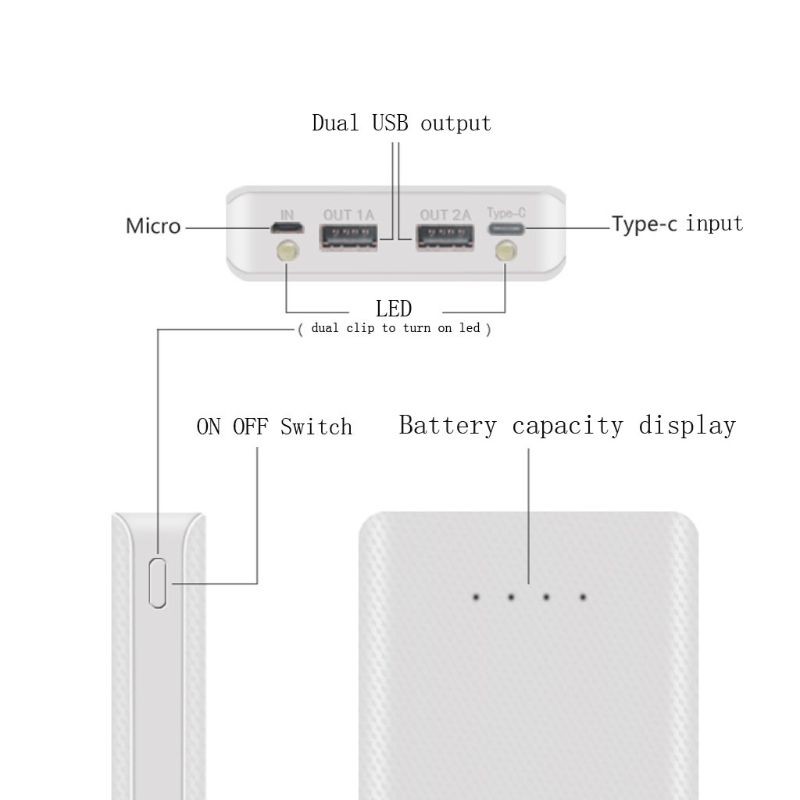 Bộ Hộp Pin Sạc Dự Phòng Tự Lắp Ráp 8 Pin 18650 Cho Điện Thoại