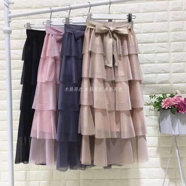 Chân váy tầng thắt nơ( chuẩn đẹp như hình)