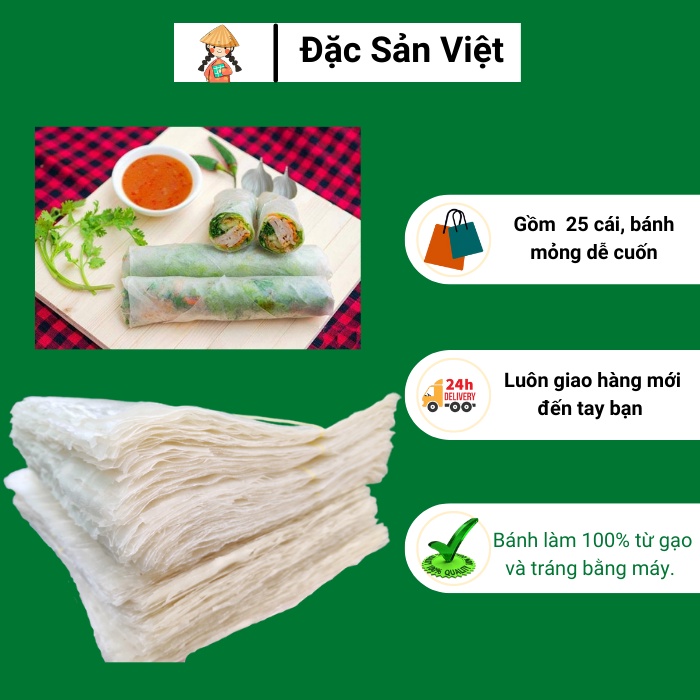 Bánh Tráng Gạo Vuông Bình Định - Bánh Tráng Máy Mỏng Dễ Cuốn - Đặc Sản Việt