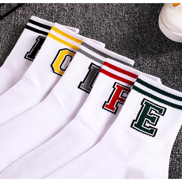 Vớ Tất cổ lửng Nam Nữ chữ cái đủ màu phong cách trẻ trung, năng động