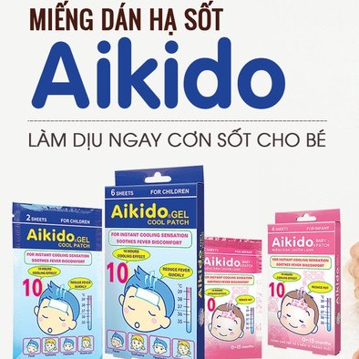 Miếng dán chườm lạnh Aikido Baby-Patch/Gel Cool Patch hộp 3 gói x 2 miếng