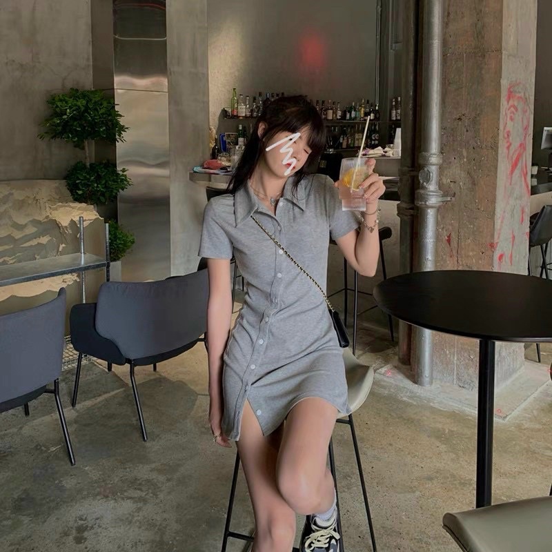 Váy Body Cài Cúc Cổ Đức Chất Dày Đẹp Freesize Phong Cách Tiểu Thư Trẻ Trung- Đầm Body Cổ Bẻ Ulzzang