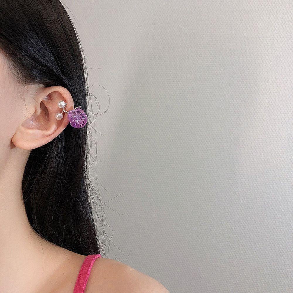 Bông Tai Kẹp Hình Vuông Trong Suốt Họa Tiết Hoa Thời Trang Cho Nữ