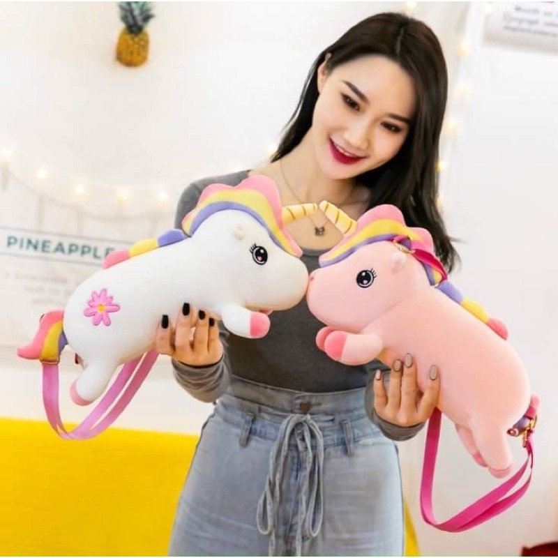 Túi đeo chéo unicorn gấu bông (giao màu ngẫu nhiên)