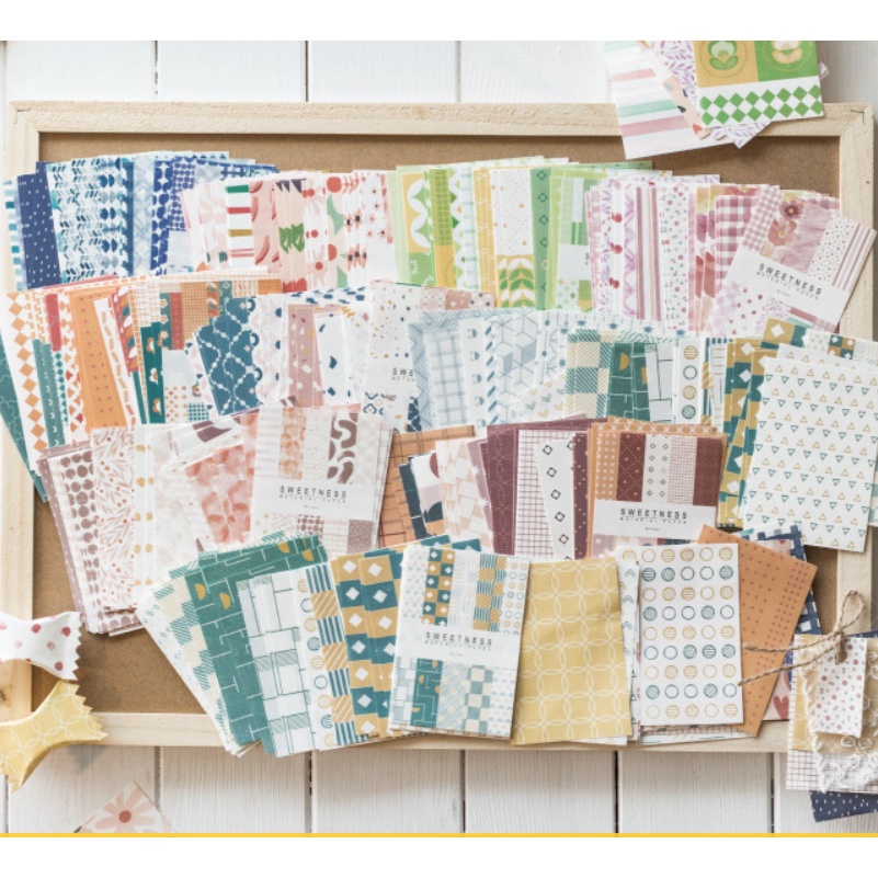 YANJI_Tập 50 decor paper SWEETNESS, giấy trang tri nhiều họa tiết vintage