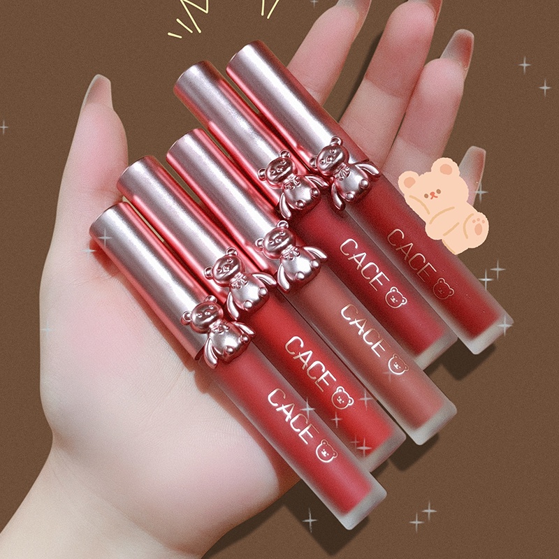 QIBEST X Little Bear Velvet Lip Glaze 5 pcs/1.5g Gift Set Matte Mud Lipstick Lips Tint Waterproof Long Lasting High Pigmented | BigBuy360 - bigbuy360.vn