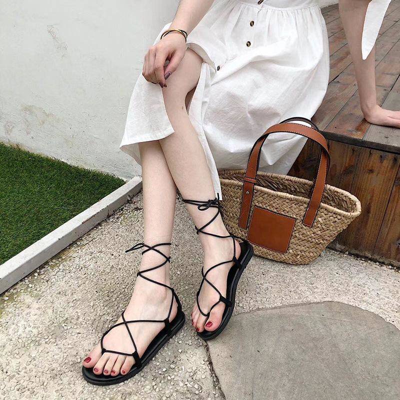 Giày Sandal Đế Mềm Thắt Dây Thời Trang Đi Biển