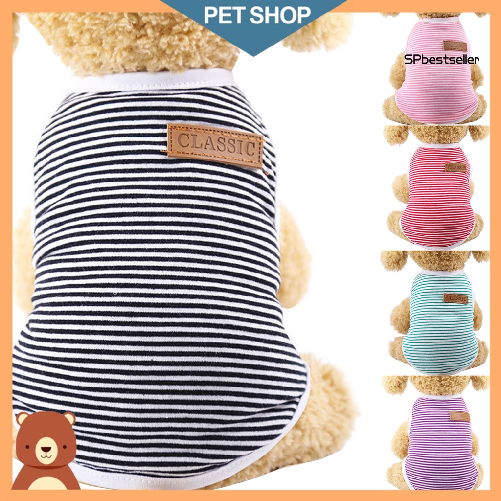 Áo vest co giãn họa tiết kẻ sọc thời trang mùa hè cho thú cưng