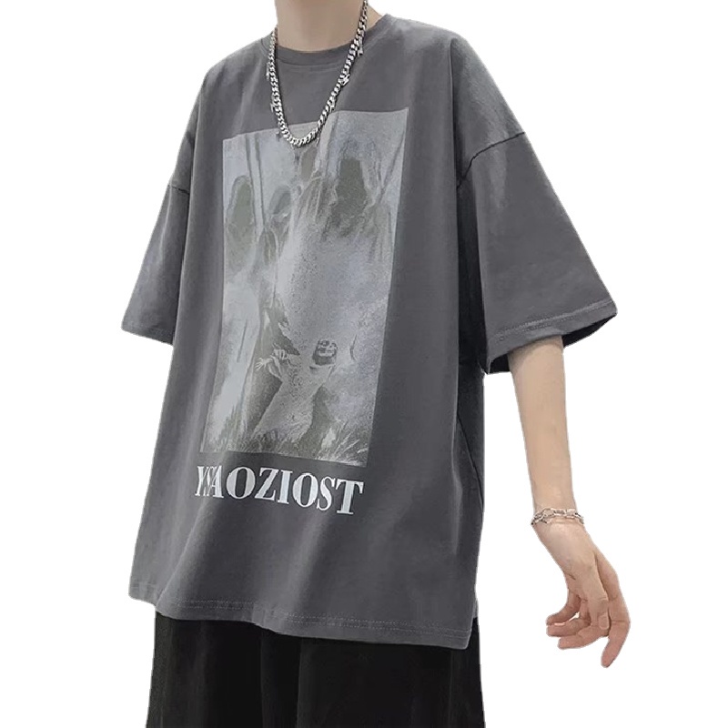 Áo Thun Tay Ngắn Dáng Rộng In Chữ Thời Trang Mùa Hè Cho Nam Và Nữ Size M-8XL