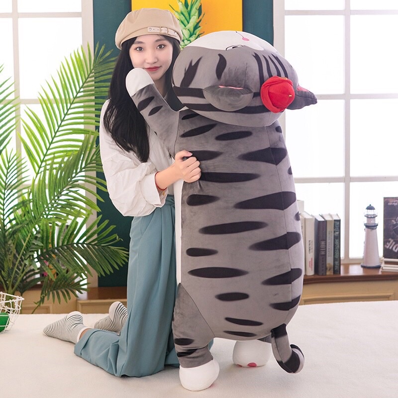 Thú Nhồi Bông Mèo Hoàng Thượng Năm Khổng Lồ Size 1m. Gấu Bồng To, Chất Vải Nhung Mềm Mịn, Hàng Đẹp