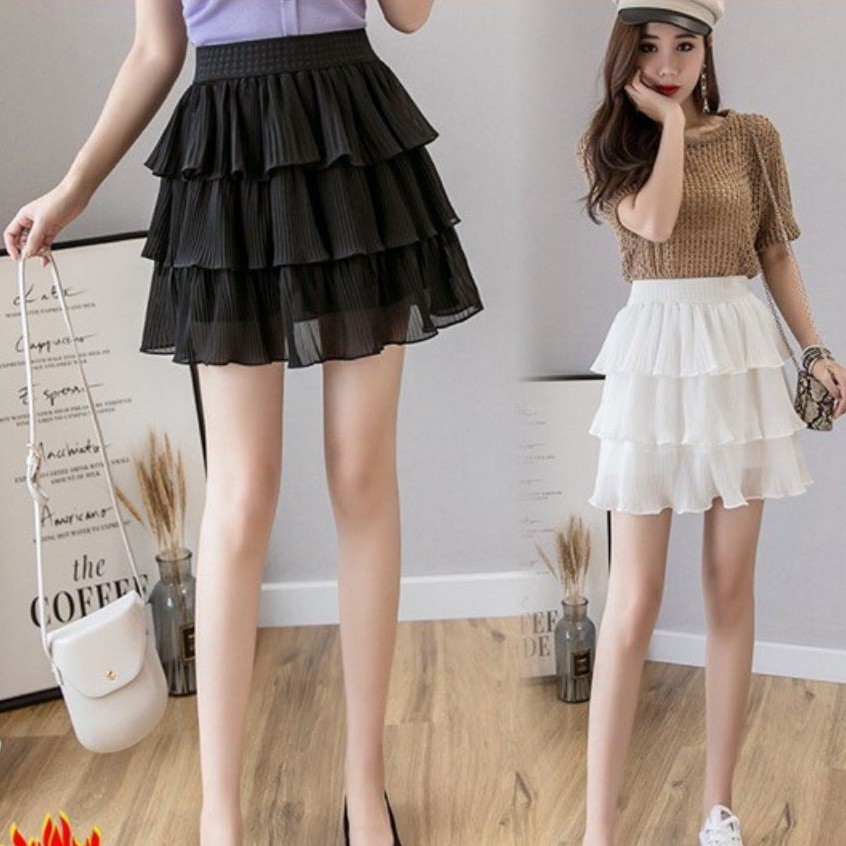 (FREESHIP)Chân Váy 3 Tầng Xếp Ly, Chân Váy Xòe Kiểu Dáng Năng Động, Trẻ Trung, Chất Liệu Nhẹ Mát