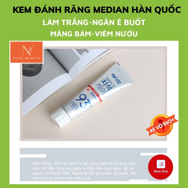 Kem đánh răng Median 93, làm trắng răng, ngăn mảng bám hàn quốc