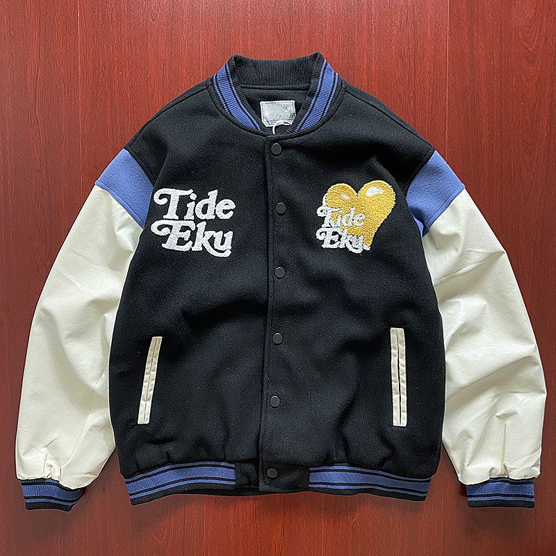 Áo khoác bomber nam nữ, áo bóng chày unisex cam / đen Tide Eky cool ngầu