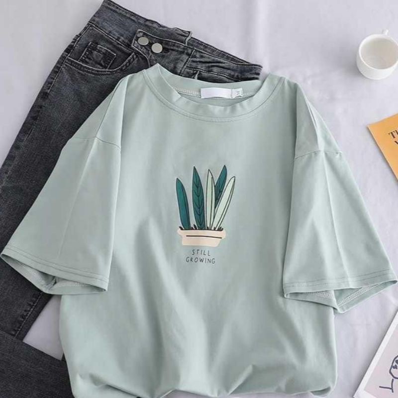 Áo thun form rộng 5 lá cây Still Growing vải đẹp hình in rõ nét | BigBuy360 - bigbuy360.vn