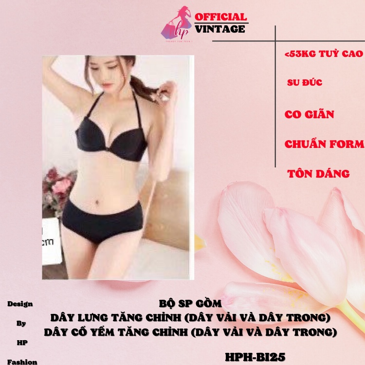 Áo ngực cổ yếm nâng tạo khe, áo lót nữ khoá cài trước có dây trong đi kèm BI25