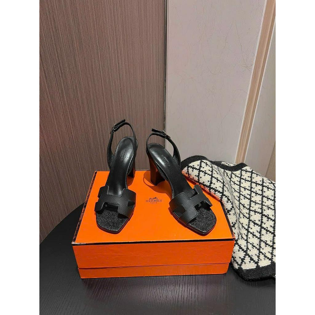 Giày sandal cao gót chữ H gót vuông cao 9cm hàng QCCC fulbox H105 - HACHI SHOES