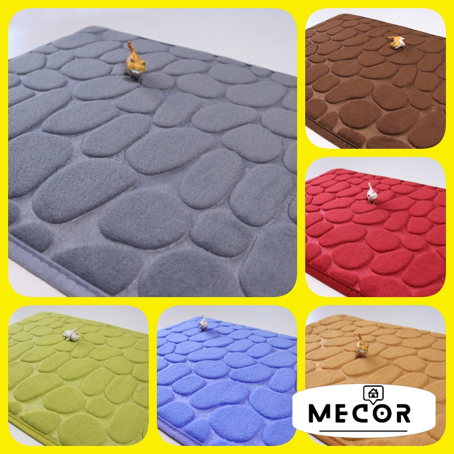 Thảm lau chân nhà tắm bọt biển phiên bản ĐÁ NỔI 3D dày 1 cm mềm mại thấm hút 60x40 cm