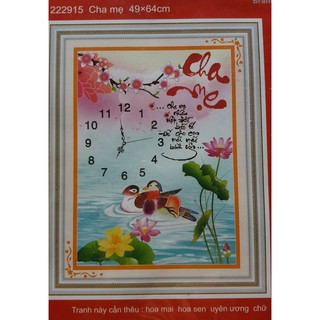 Tranh thêu chữ thập đồng hồ Cha mẹ 222915