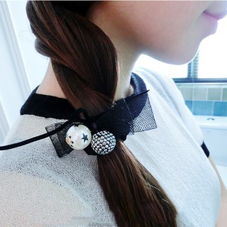 CH081 Cột tóc handmade 4 mẫu pha lê phối vải ren