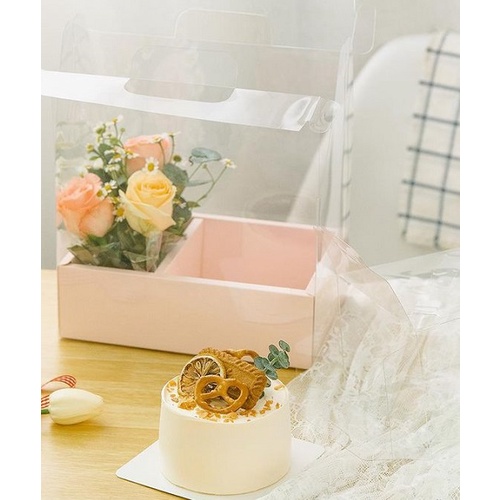 2112.130 SET 5 HỘP BÁNH MICA 2 NGĂN HOA + BÁNH