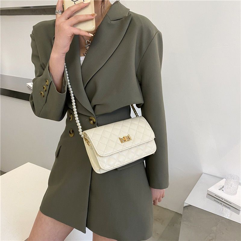 Túi Đeo Chéo Hình Vuông Nhỏ Đính Ngọc Trai Thời Trang Mùa Hè 2021 Phong Cách Phương Tây Chất Lượng Cao