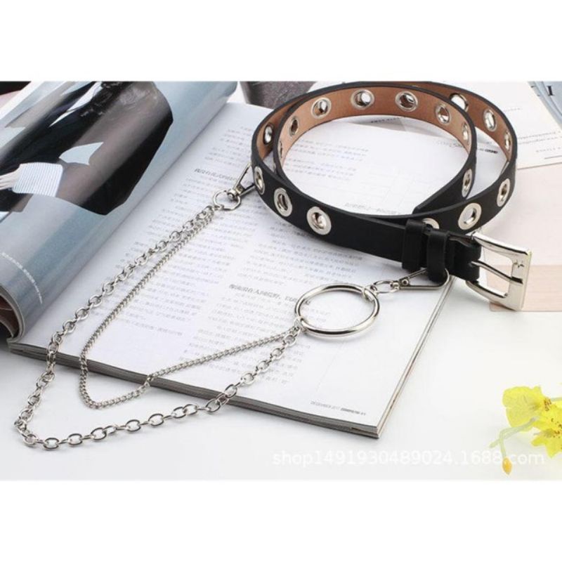 Thắt Lưng Dây Xích, Dây Nịt Bụng, Dây Lưng Khuyên Lỗ Có Xích
