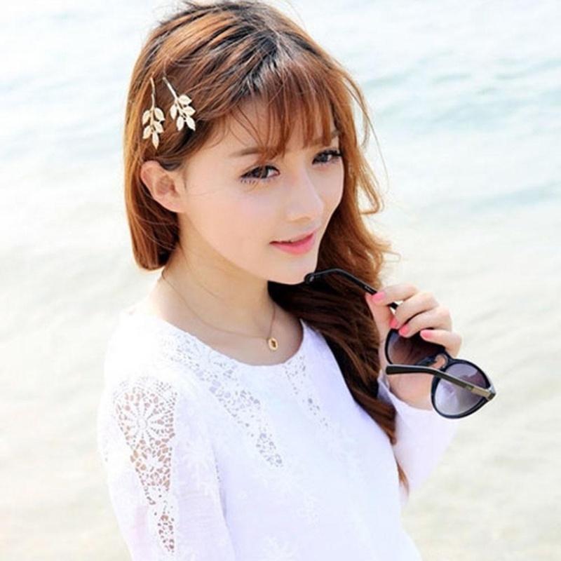 Kẹp Tóc Hợp Kim Mạ Vàng/Bạc Hình Lá Có Đính Đá Đầy Quý Phái