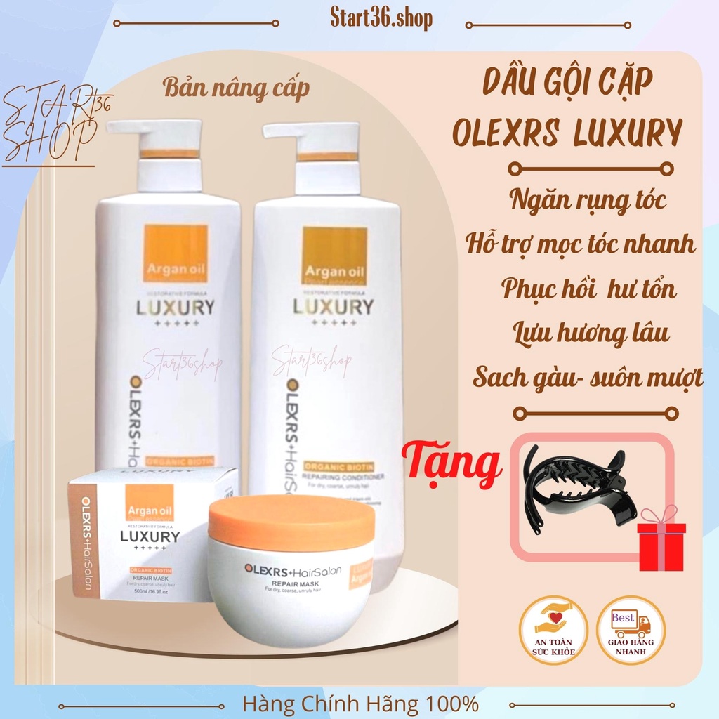 Dầu gội collagen Start36 dầu gội cặp Olexrs Luxury bản nâng cấp hỗ trợ mọc tóc, ngăn rụng tóc, phục hồi hư tổn, thơm lâu