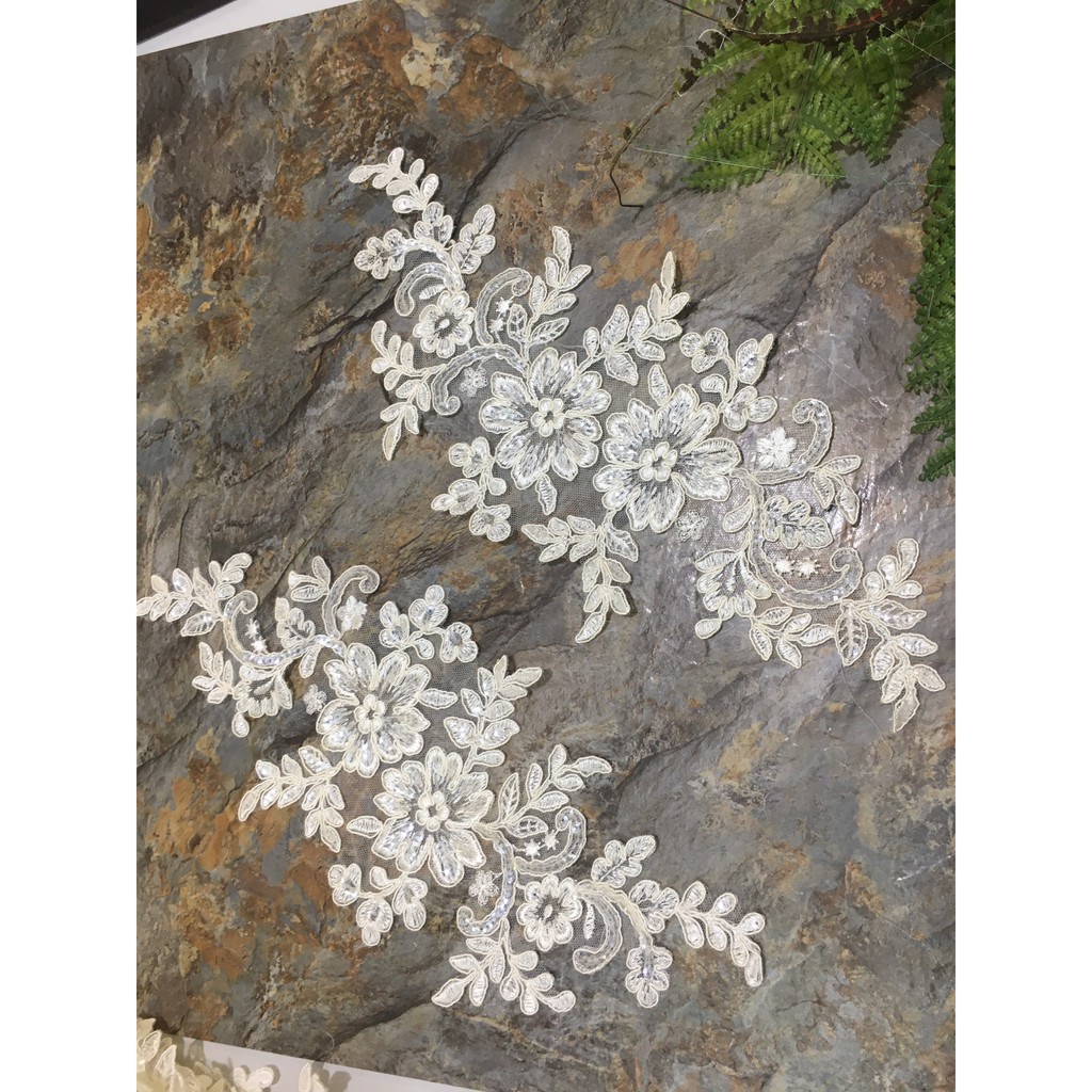 Cặp ren bông đối RB170525 dùng trang trí váy đầm thời trang, v.áy cưới, làm đồ decor trang trí, đồ lót, áo ngủ...